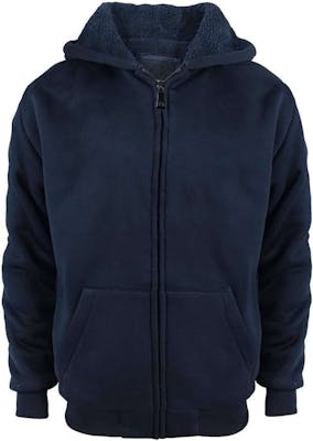 Youth Full Zip Hoodies - Navy, S-XL, Sherpa-Lined