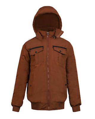 Men's Full Zip Jackets - 2X-5X, Brown, Detachable Hood