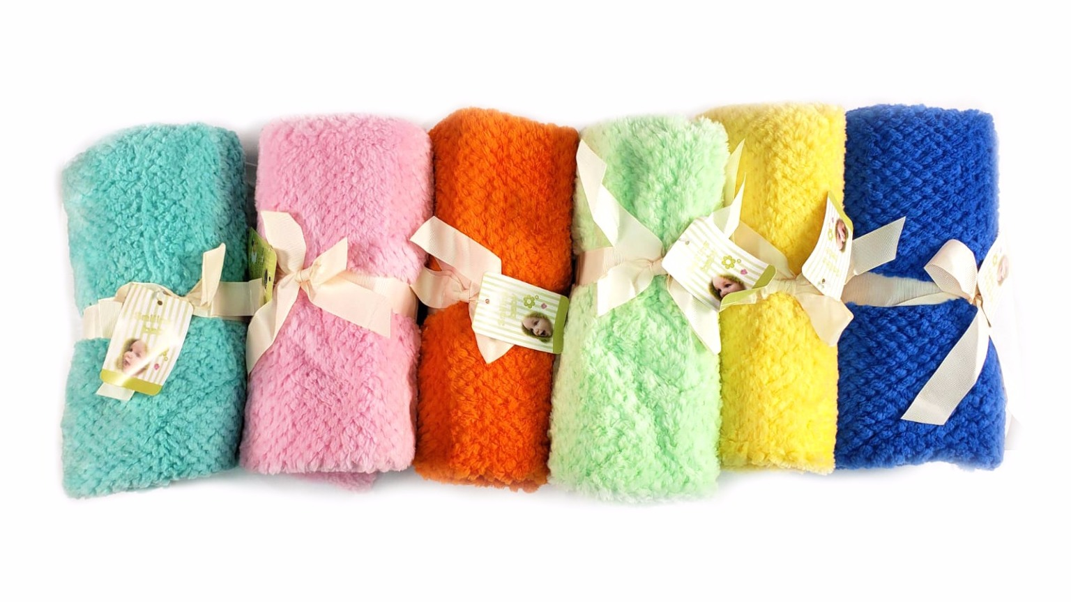Wholesale Plush Baby Blankets in Assorted Colors Textured
