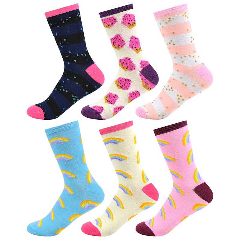 Girl Novelty Crew Socks - Size 4-6 - Assorted Colors