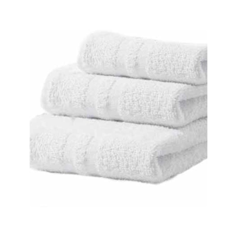 White Bath Towel - 100% Cotton Double Cam Border