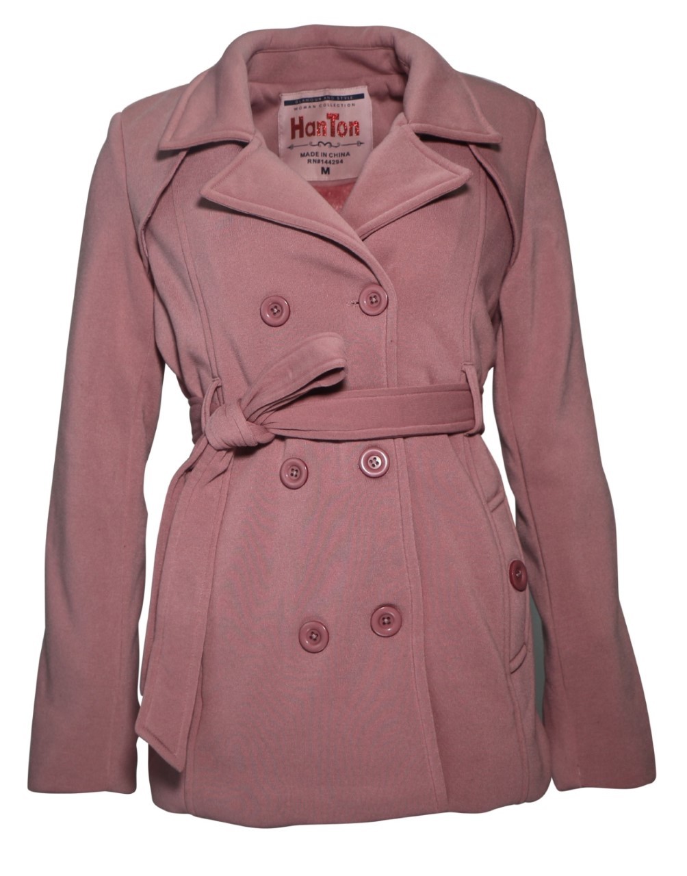 pink plus size peacoat