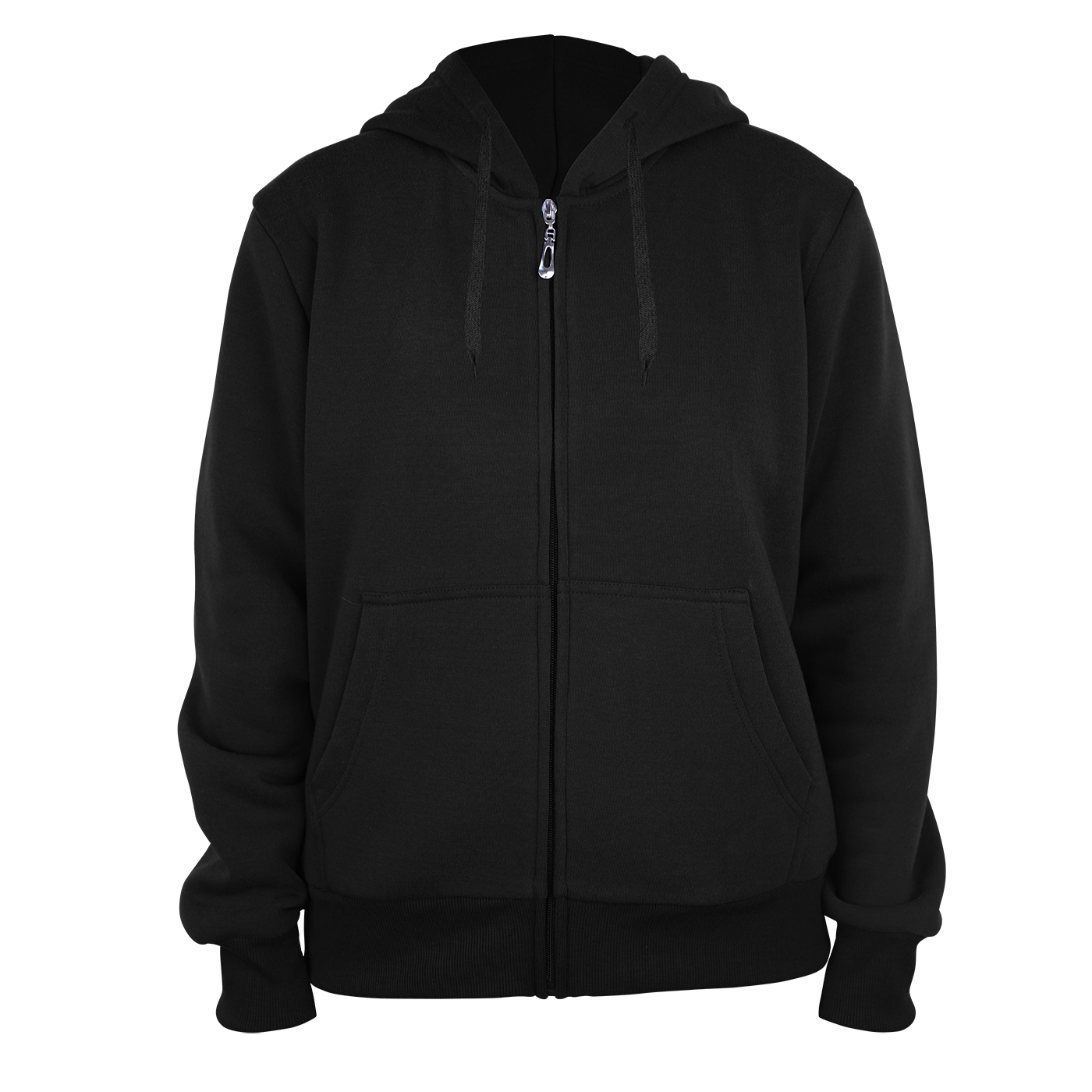 Wholesale Women's Full Zip Fleece Hoodie Sweatshirts - S-XXL, Black