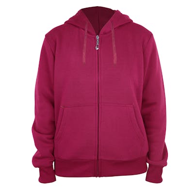 Women's Full Zip Fleece Hoodie Sweatshirts - S-XXL, Ruby