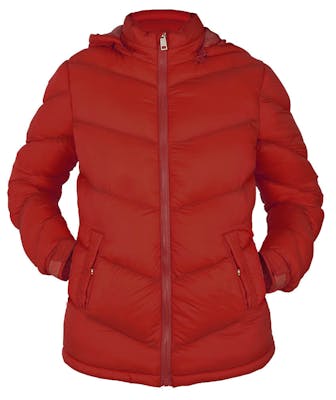 Women's Plus Size Full Zip Puffer Jackets - 1X-3X, Burgundy