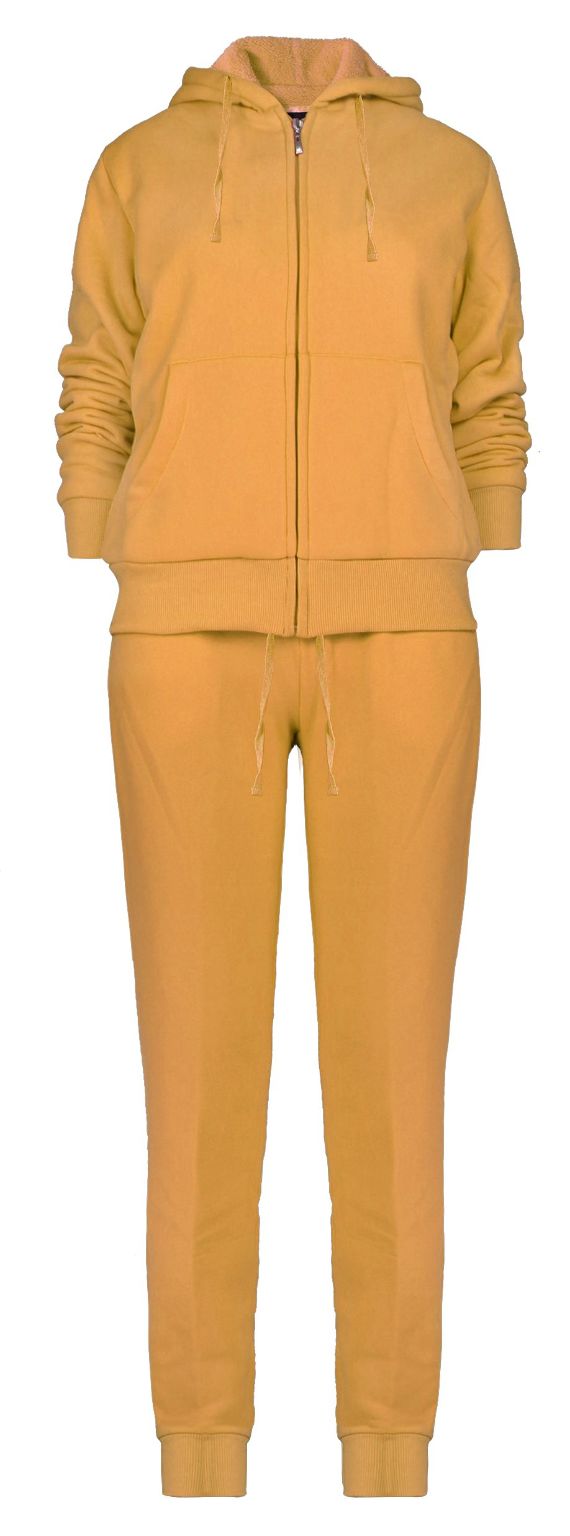 Wholesale Women's Full Zip Sweat Suits - S-XL, Mustard Yellow