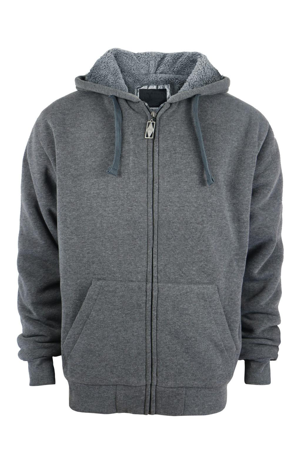 Wholesale Men's Sherpa Lined Zip Hoodie - Dark Grey, S - 2 X (SKU ...