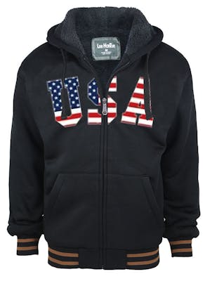 Men's USA Full Zip Hoodies - S-2X, Black