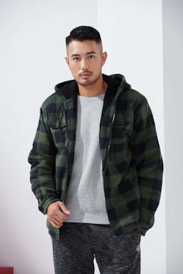 Men's Plus Size Checker Fleece Jackets - 2X-5X, Green