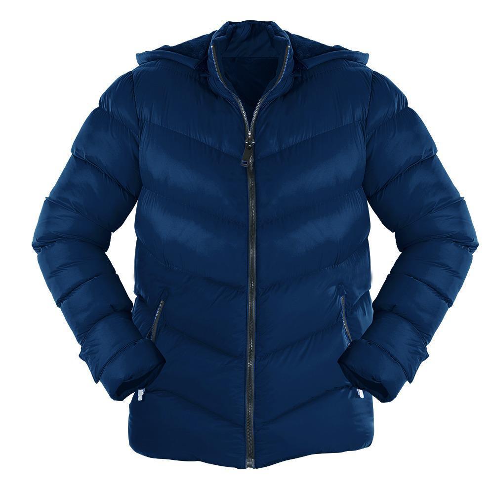 Wholesale Men's Puffer Jackets S2X, Royal Blue, Detachable Hood