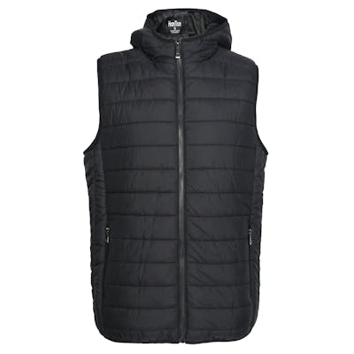 Men's Full Zip Puffer Vests - S-2X, Black, Zip Pockets