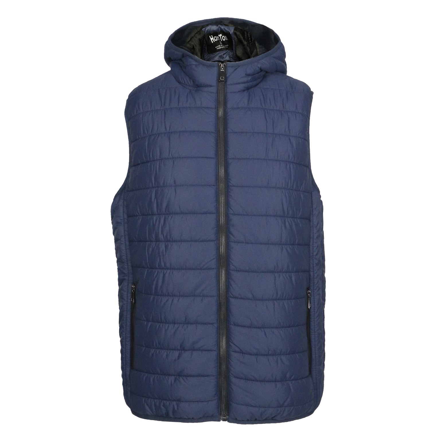 Wholesale Men's Full Zip Puffer Vests - S-2X, Navy, Zip Pockets