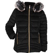 Women's Velvet Puffer Coats - Black, S-XL
