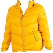 Women's Plus Size Full Zip Puffer Jackets - 1X-3X, Mustard Yellow