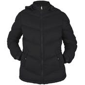 Women's Plus Size Full Zip Puffer Jackets - 1X-3X, Black