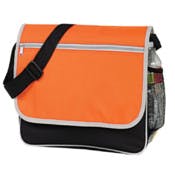 Large Messenger Bags - Orange/Black, Side Mesh Pocket