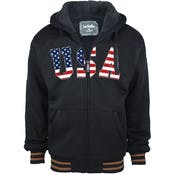 Men's USA Full Zip Hoodies - S-2X, Black