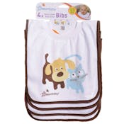 Terry Cloth Pullover Baby Bibs - Brown & White, Super Absorbent, 4 Pack