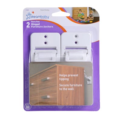 Heavy Duty Hinged Furniture Anchors - 2 Pack