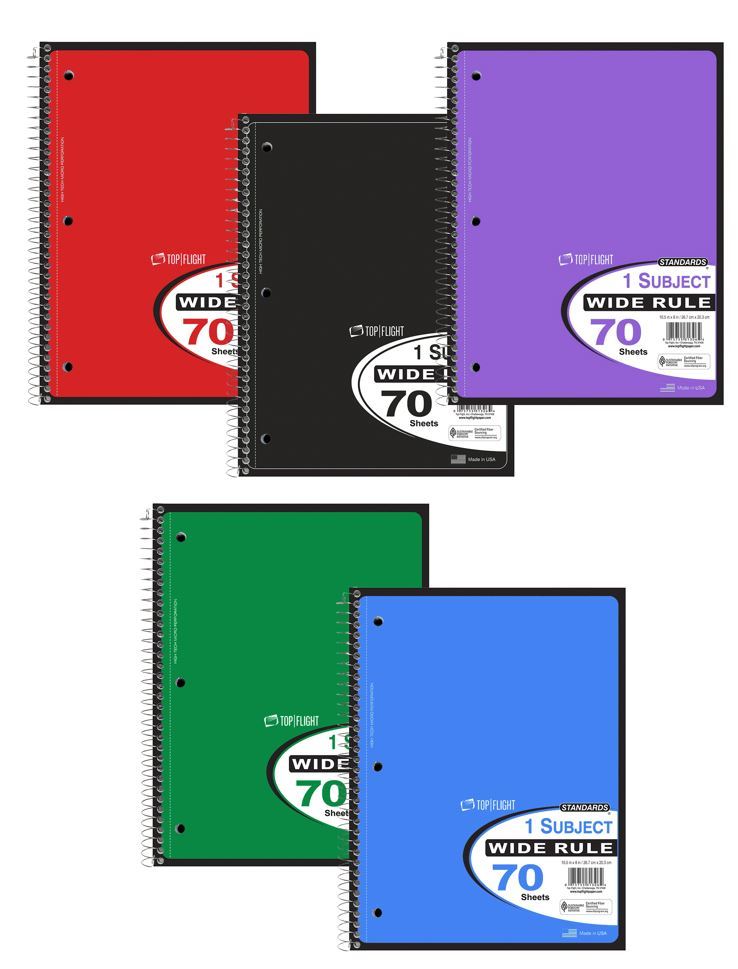 10 Spiral Notebooks College Ruled 70 Sheets Fast USA 1 Subject Notebook for sale online 