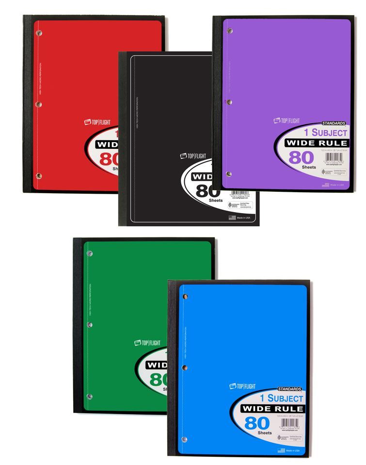 Wholesale 1 Subject Wide Ruled Hinged Notebook 80 Sheets