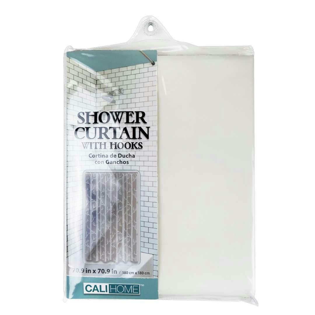 Shower Curtain & Hooks - Biege, 70.9"