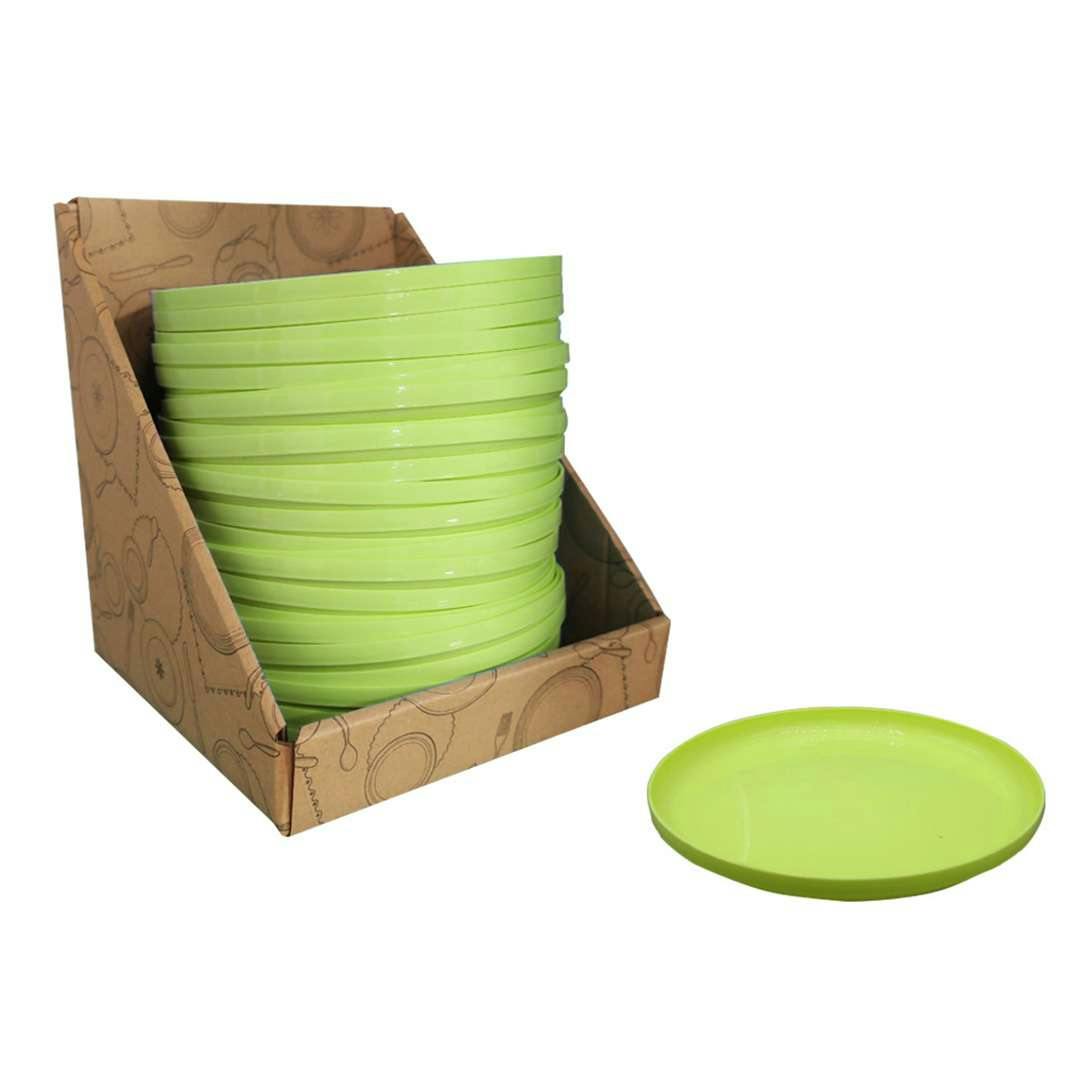 Plastic Round Plates - Green, 7.4"