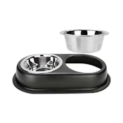 Stainless Steel Double Pet Bowls, Black, 32oz