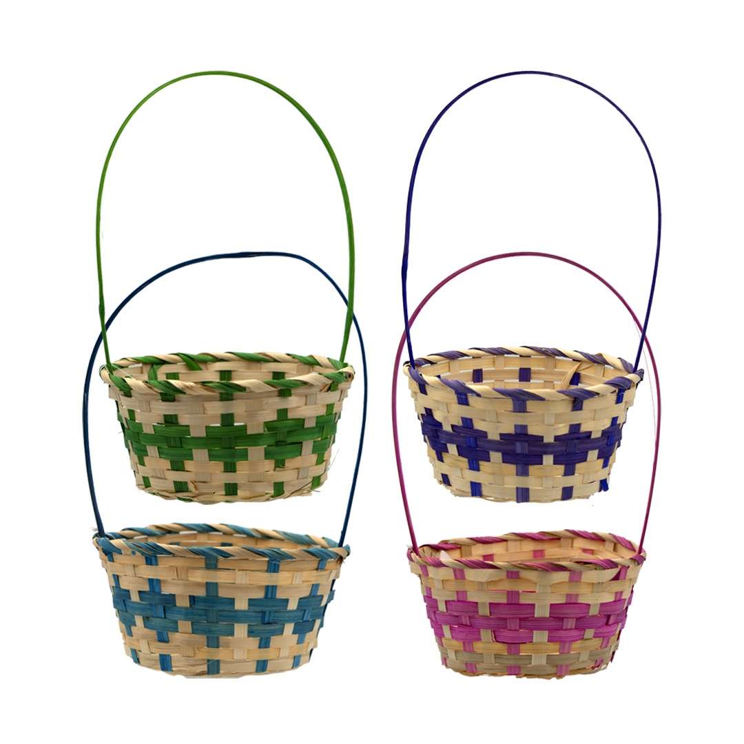Round Easter Baskets, Assorted - 8"x4"
