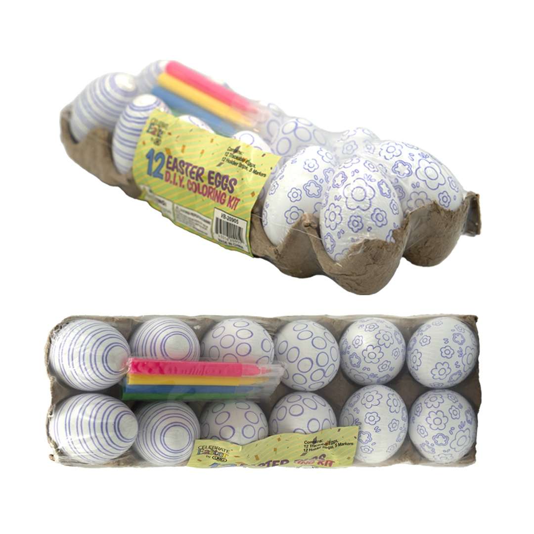 Easter Egg Coloring Sets, 12 Count - 2.36"