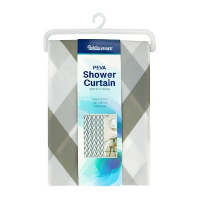 Shower Curtain &amp; Hooks - Chevron, 70.9"