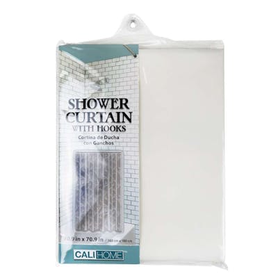 Shower Curtain &amp; Hooks - Biege, 70.9"