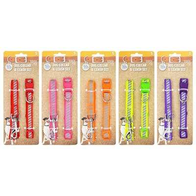 Reflective Nylon Leash &amp; Collar Sets - Small, Assorted Colors