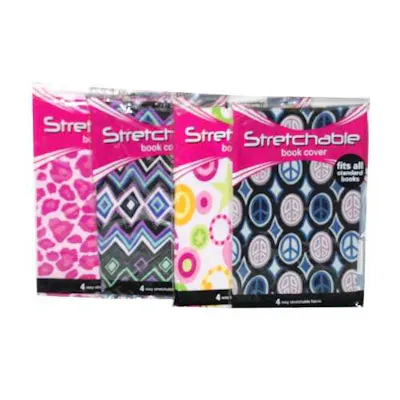 Stretchable Standard Book Covers - 4 Assorted Designs
