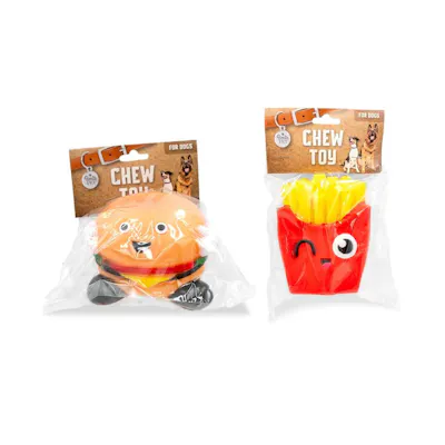 Pet Vinyl Burger &amp; Fries Dog Toys - 3.5"
