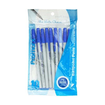 Ballpoint Stick Pens - Blue, 10 Count