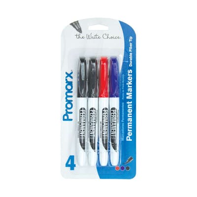 Permanent Markers - Assorted, 4 Pack
