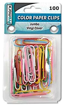Vinyl Paper Clips, Pack Of 200, Jumbo, Assorted Colors
