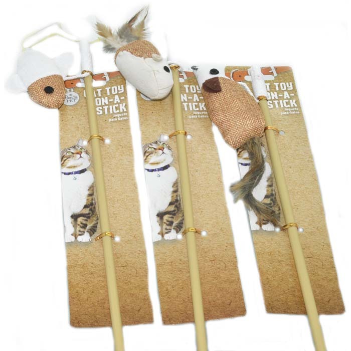Cat Toys Plush, Stick, Beige, 18"