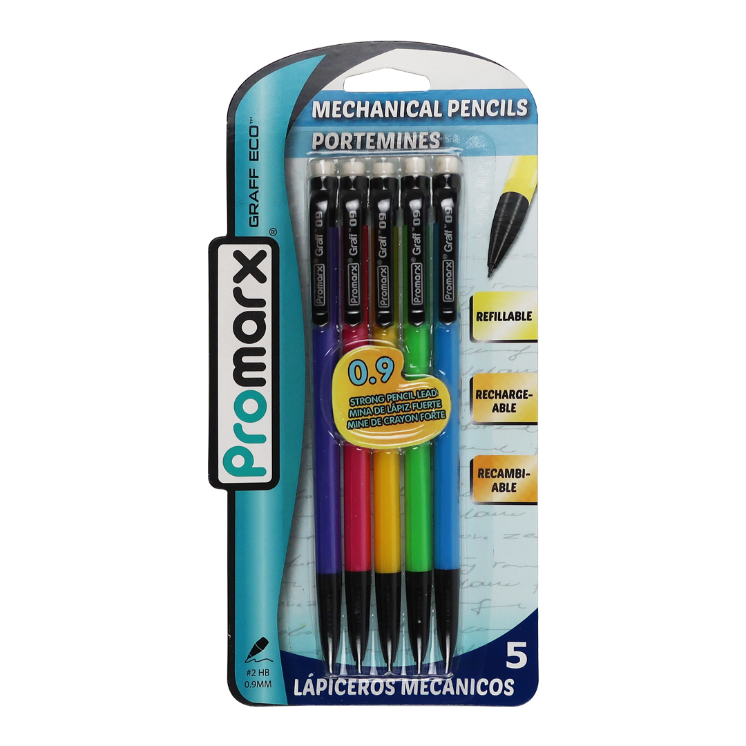 Wholesale Mechanical Pencils - 5 Color Pack, 0.9mm Lead