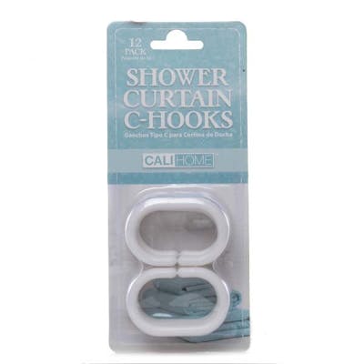 Shower Curtain C Hooks - White, 12 Count