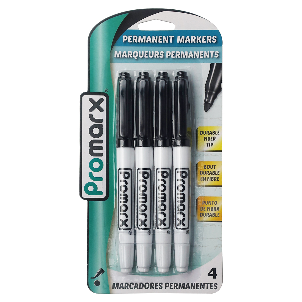 Wholesale Permanent Markers - 4 Pack, Black, 48 Four Packs Per Case