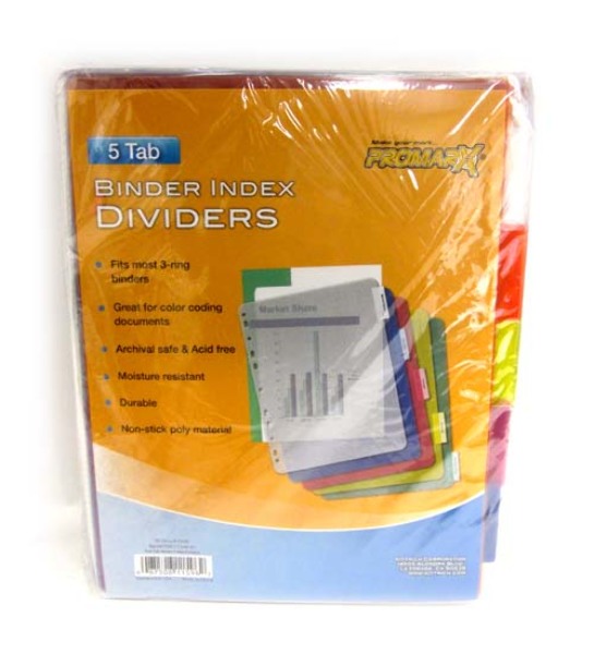 Binder Index Dividers - 5 Pack