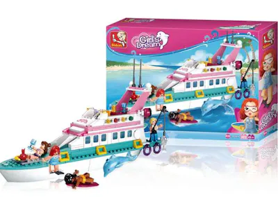 Luxury Yacht Building Brick Kit, 328 pcs