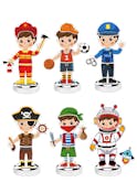 Magnetic Wooden Dress-Up Boy Dolls - 6 Outfits
