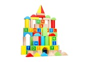 80-Piece Wooden Colorful Classic Building Blocks
