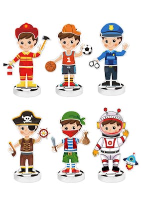 Magnetic Wooden Dress-Up Boy Dolls - 6 Outfits