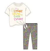 Girls Leggings 2pc Set - White, Size 2T-4T