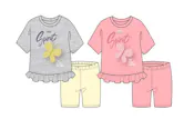 Girls 2pc Bike Short Sets - Size 4-6X