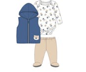 Infant Bodysuit Set, Blue, 0-9M, 3pc